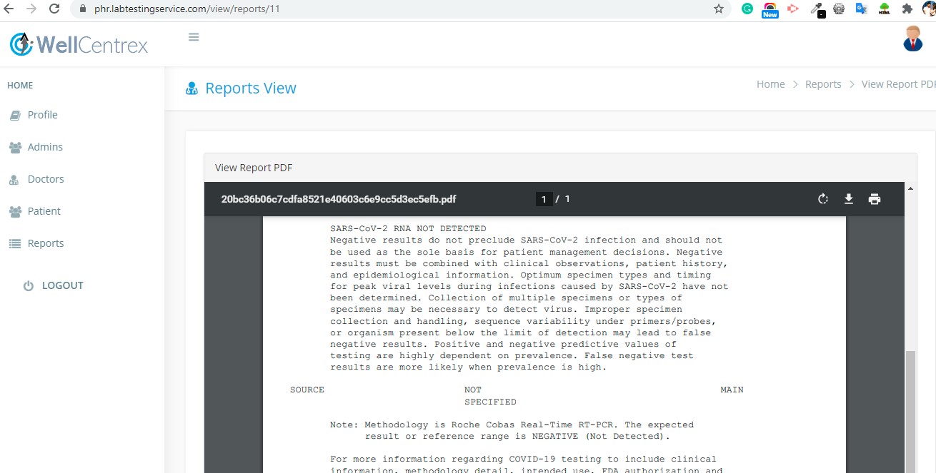WellCentrex Patient Lab screenshot 4